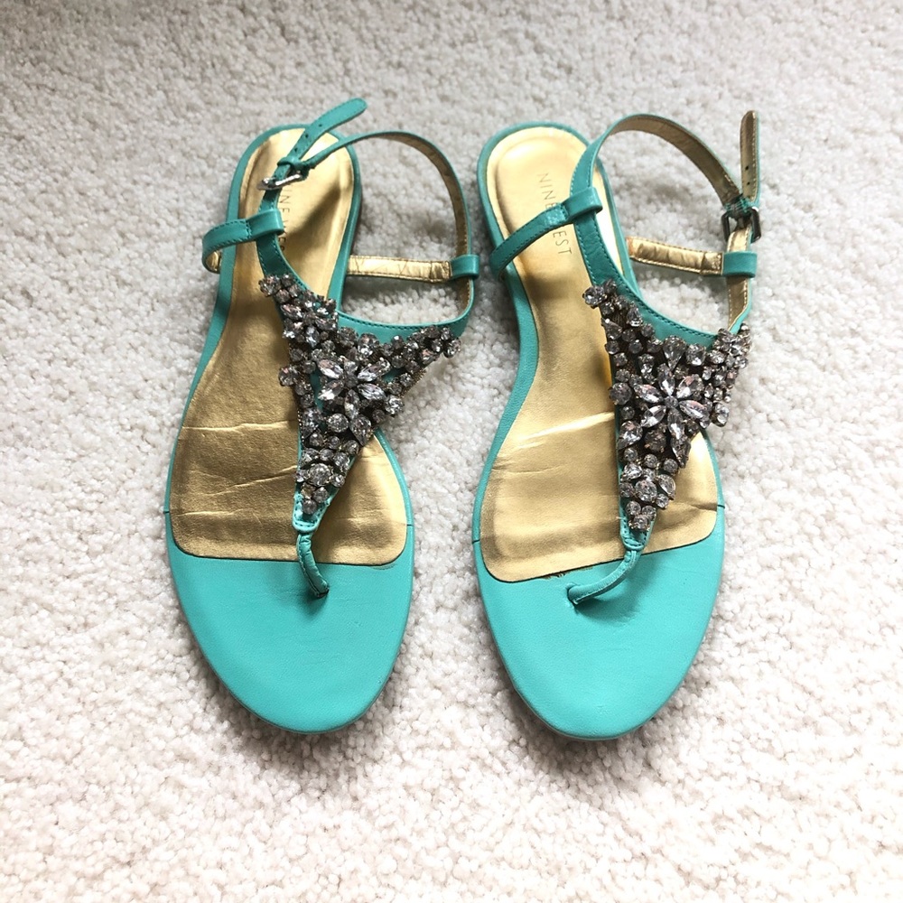 Nine West Teal Gem Sandals